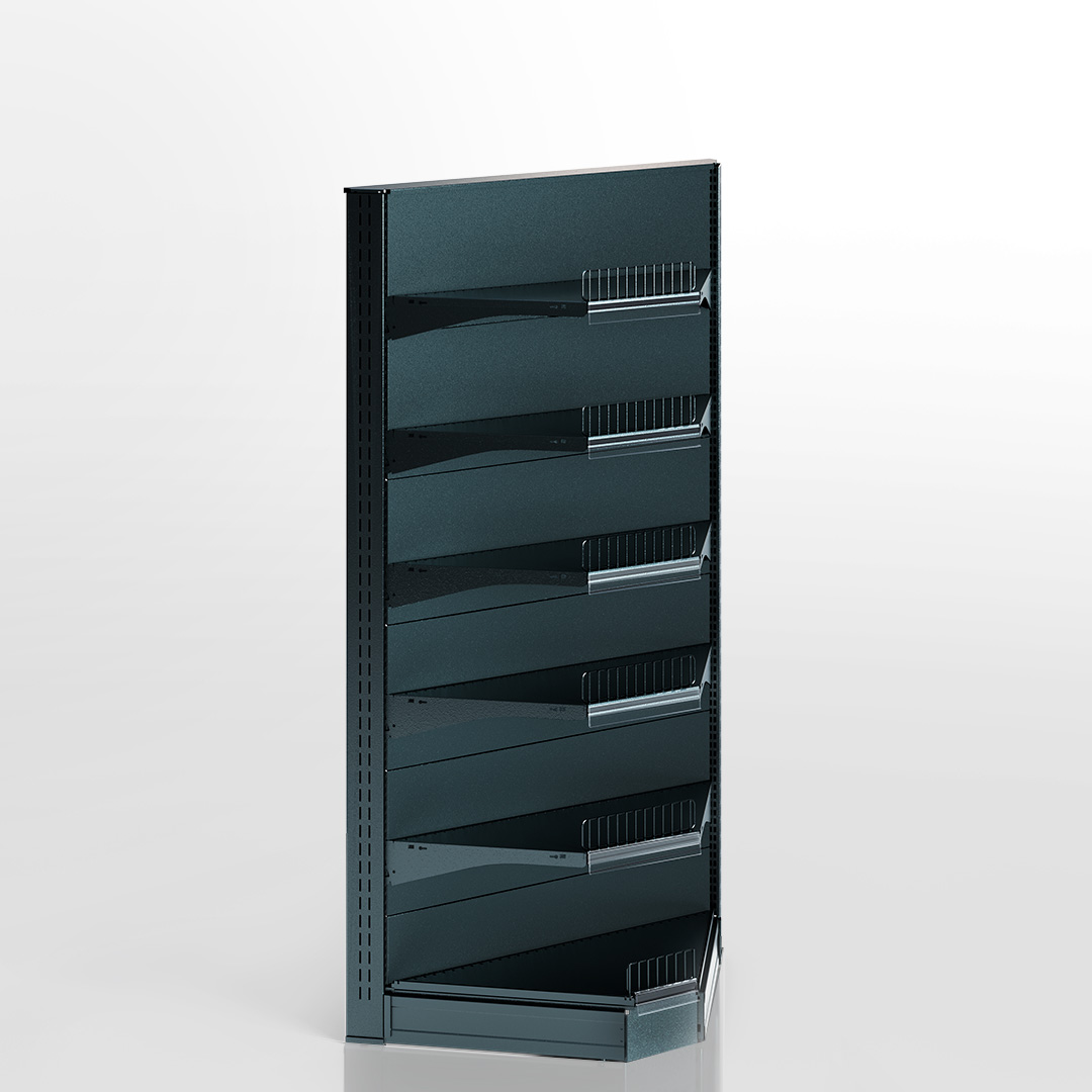 Wall-mounted internal corner shelving unit with shelves Wall-mounted internal corner shelving unit with shelves