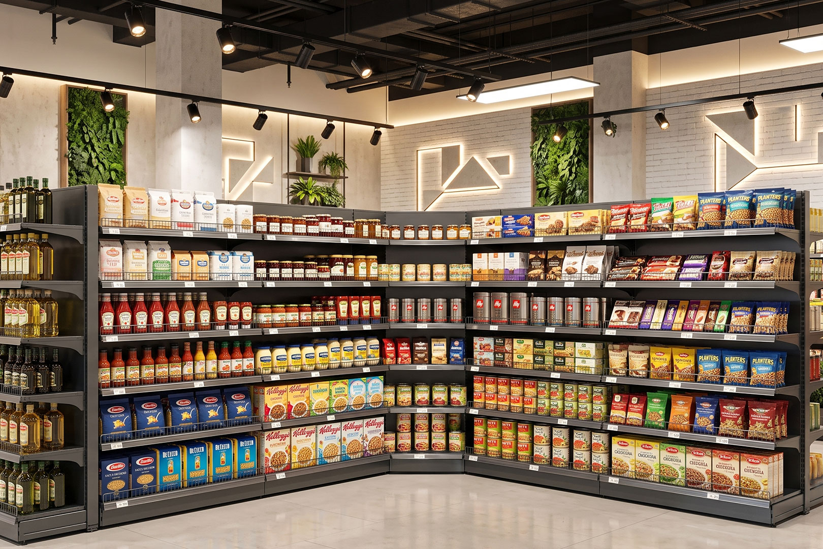 Wall-mounted internal corner shelving unit with shelves Wall-mounted internal corner shelving unit with shelves