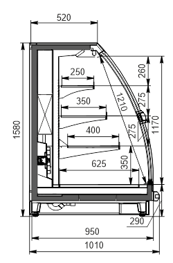 Refrigerated semi-vertical cabinets Louisiana eco MSV 095 MT D 160-DLM (radial slide-doors Valentini)