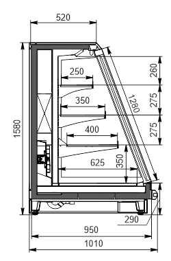 Refrigerated semi-vertical cabinets Louisiana eco MSV 095 MT D 160-DLM (straight slide-doors Valentini)