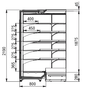 Regały chłodnicze Indiana 2 MV 080 MT O 220-DLM-IS90