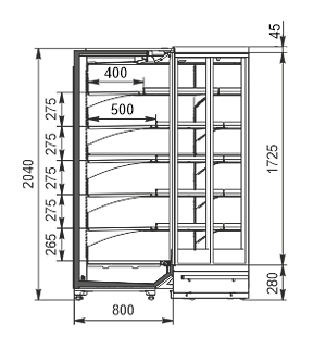Multideck cabinets Indiana 2 MV 080 MT D 205-DLM-IS90 Multideck cabinets Indiana 2 MV 080 MT D 205-DLM-IS90