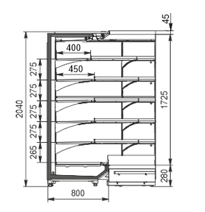 Regały chłodnicze Indiana 2 MV 080 MT O 205-DLM-IS90