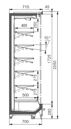 Refrigerated multideck cabinets Indiana 2 MV 070 MT D 205-DLM(sliding/hinged doors)
