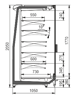Regały chłodnicze Indiana optima FG MV 105 MT D 205-DLM (Drzwi Rehau)
