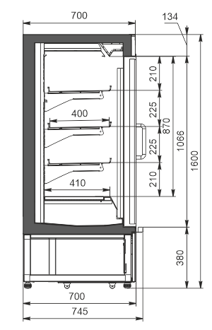 Refrigerated semi-vertical cabinets Indiana eco AV 070 LT D 160-DLA