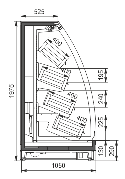 Refrigerated semi-vertical cabinets Louisiana eco MSV 105 VF O 200-DLM
