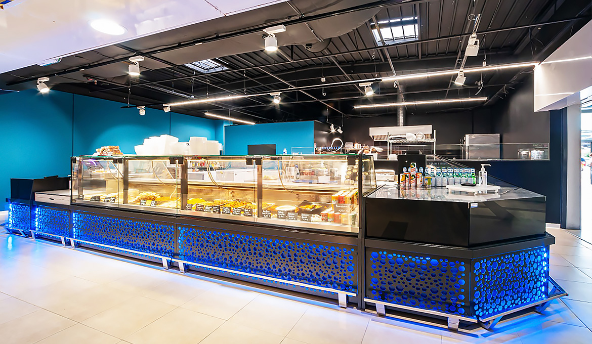 Refrigerated counters Missouri MC 100 deli PS A, Missouri NC 120 RT PP/L – angular element, Мissouri NC 100 cash desk, minimarket Comptoir 168 (France)