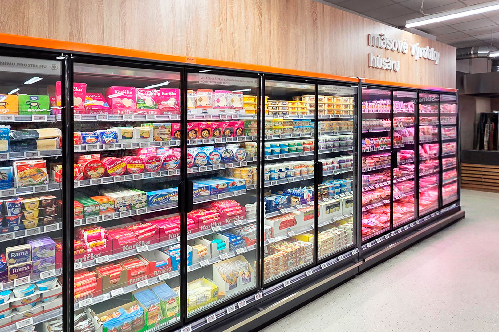 Multideck cabinets Indiana 3 MV 090 MT D 205-DLM, convenience store Coop, Slovakia Multideck cabinets Indiana 3 MV 090 MT D 205-DLM, convenience store Coop, Slovakia