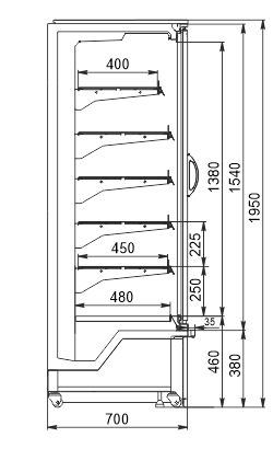 Refrigerated multideck cabinets Indiana medium 2 AV 070 MT D 195 DLA (option)