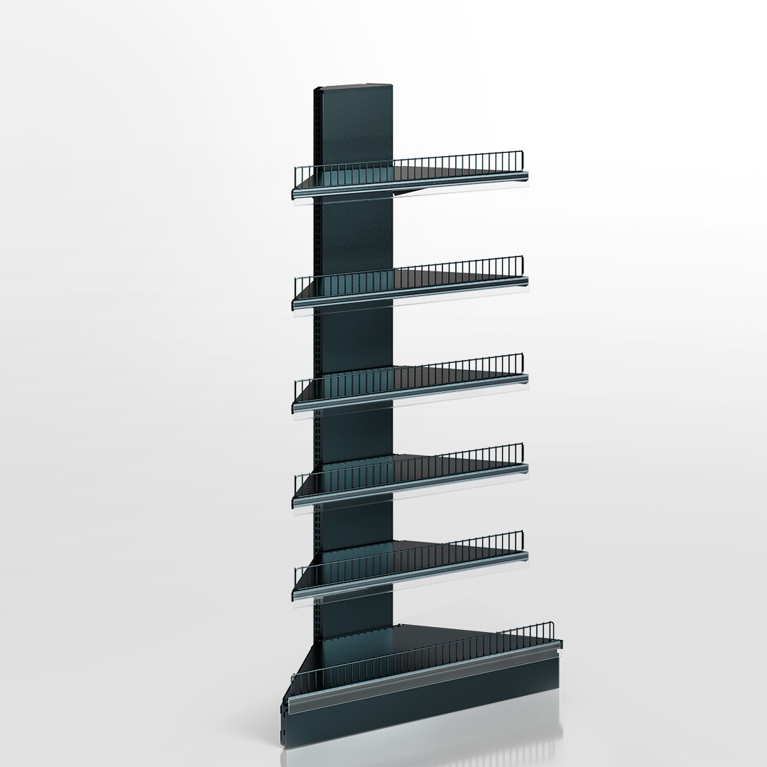 Wall-mounted external corner shelving unit with shelves Wall-mounted external corner shelving unit with shelves