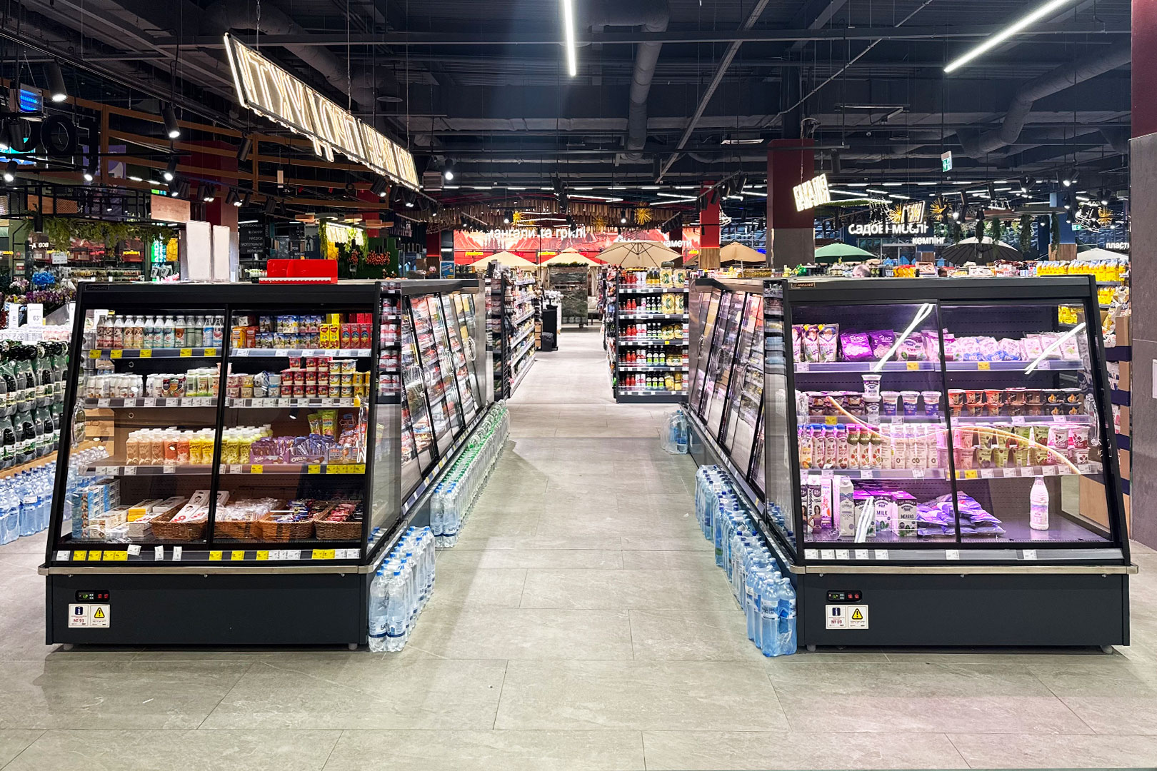 Niskie regały Indiana eco ASV 070 MT D 160-DLM, supermarket Food Market, Ukraina Niskie regały Indiana eco ASV 070 MT D 160-DLM, supermarket Food Market, Ukraina
